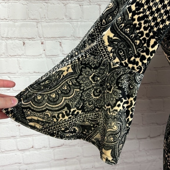 Serengeti Black Tan Paisley Plaid Bell Sleeve Sheath Midi Dress Size 3X - Picture 5 of 7